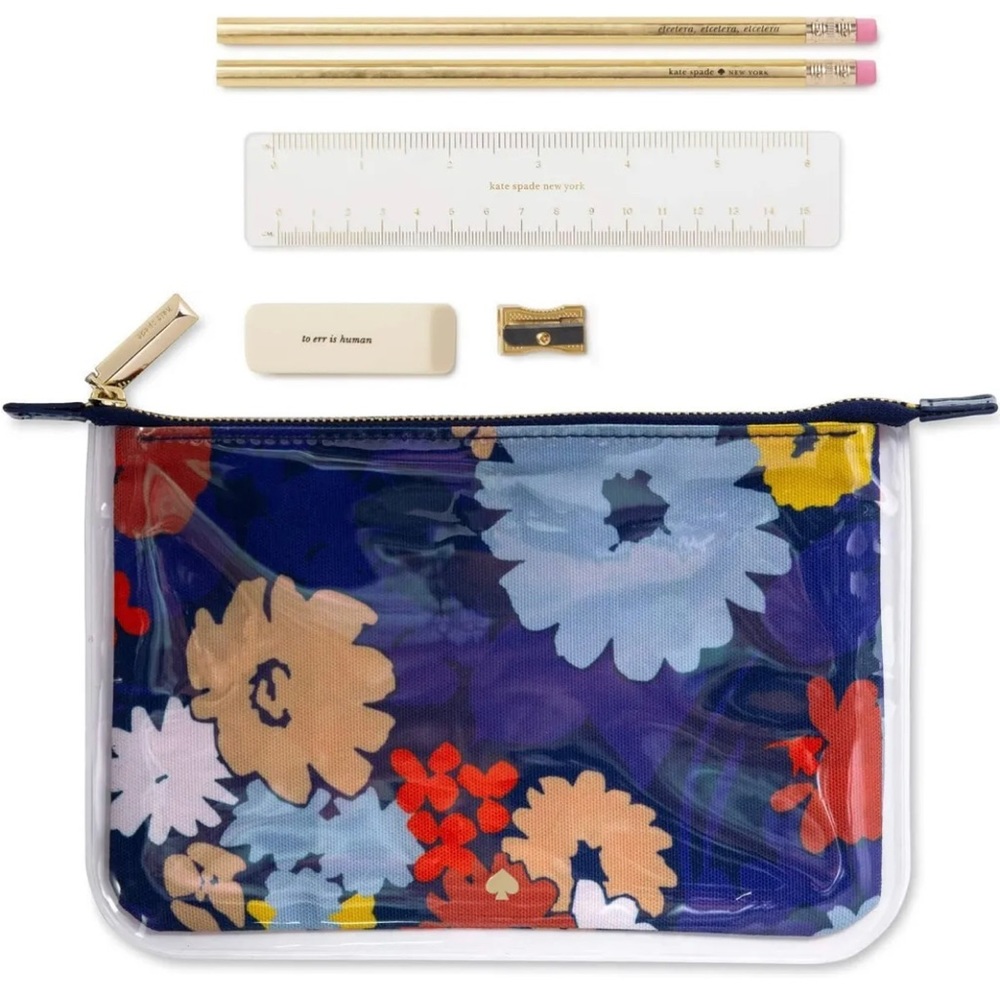 Kate Spade Swing Floral Pencil Case Pouch Set Top Zip